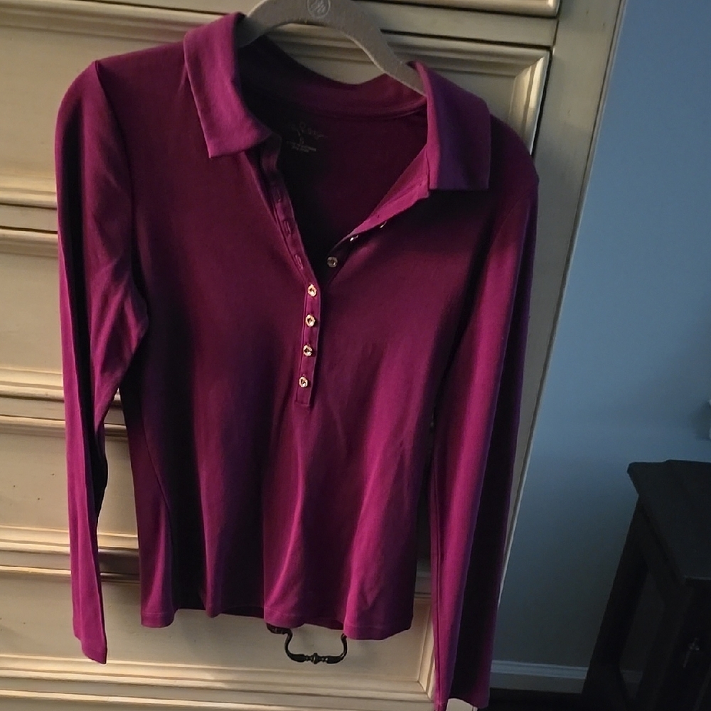 Purple Long Sleeve Polo Shirt